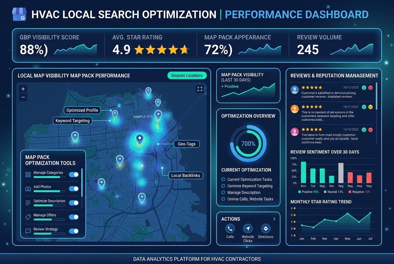 RankVent Google Business Profile optimization and Map Pack tracking dashboard